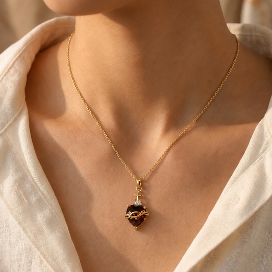 Crimson Heart Charm Necklace