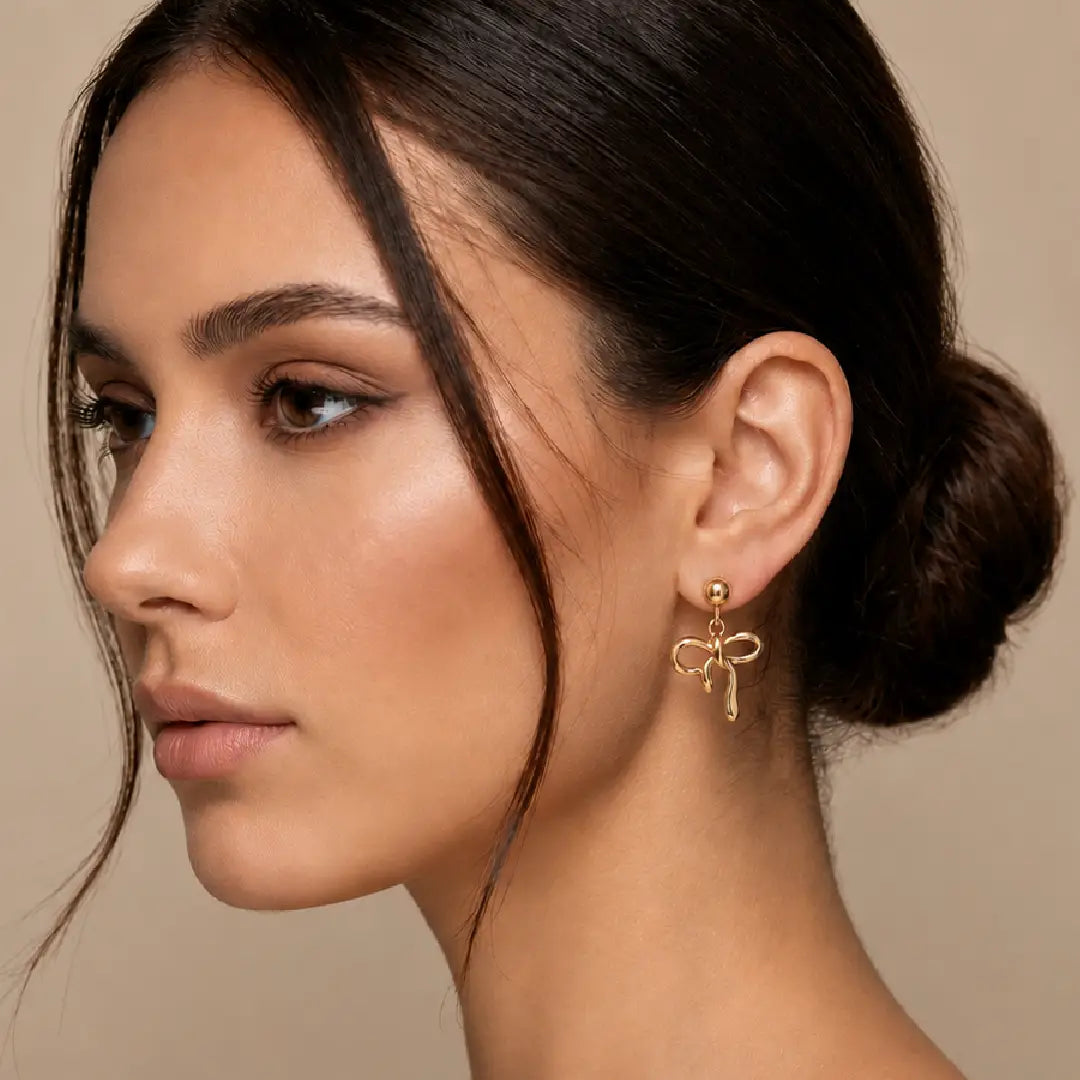 Golden Ribbon Drops Earrings