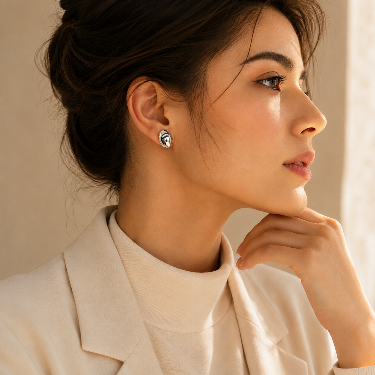 Luna Silver Stud Earrings
