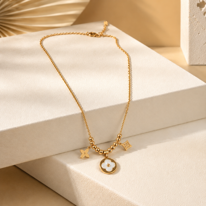 Golden Blossom Charm Necklace