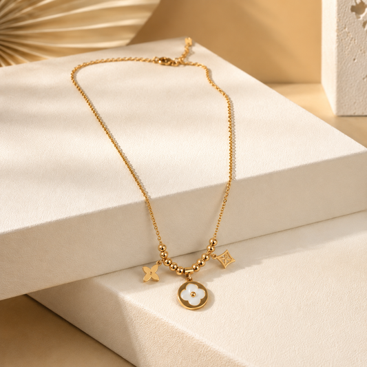 Golden Blossom Charm Necklace