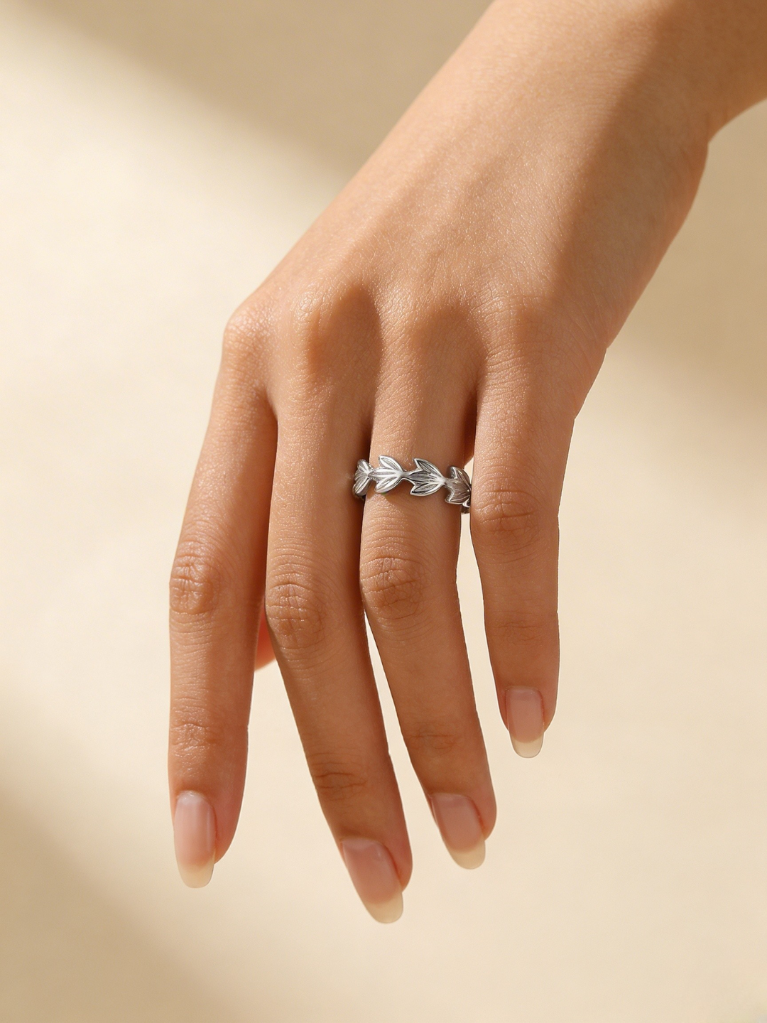 Silver Plated Leaf Band