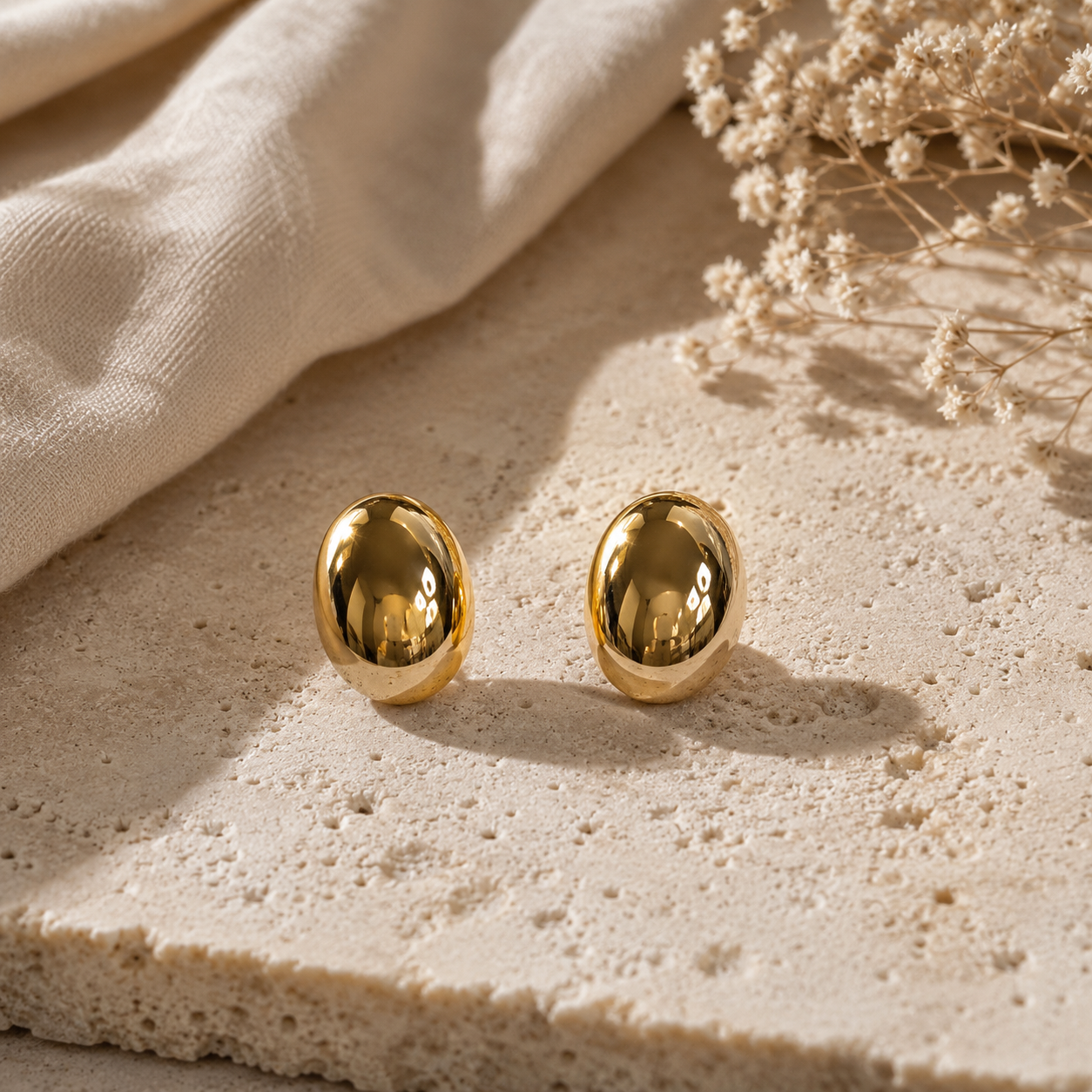 Luna Gold Stud Earrings