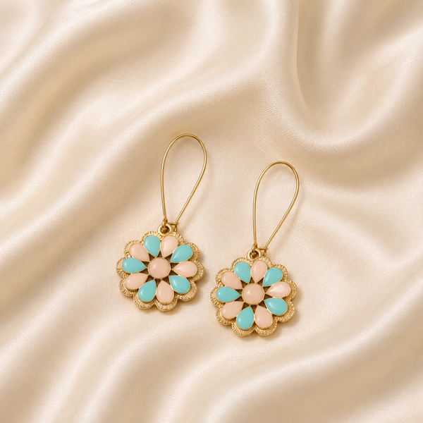 Gold Plated Floral Drop Earrings