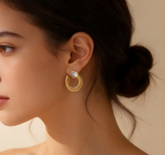 Gold Plated Crescent Hoop Earrings
