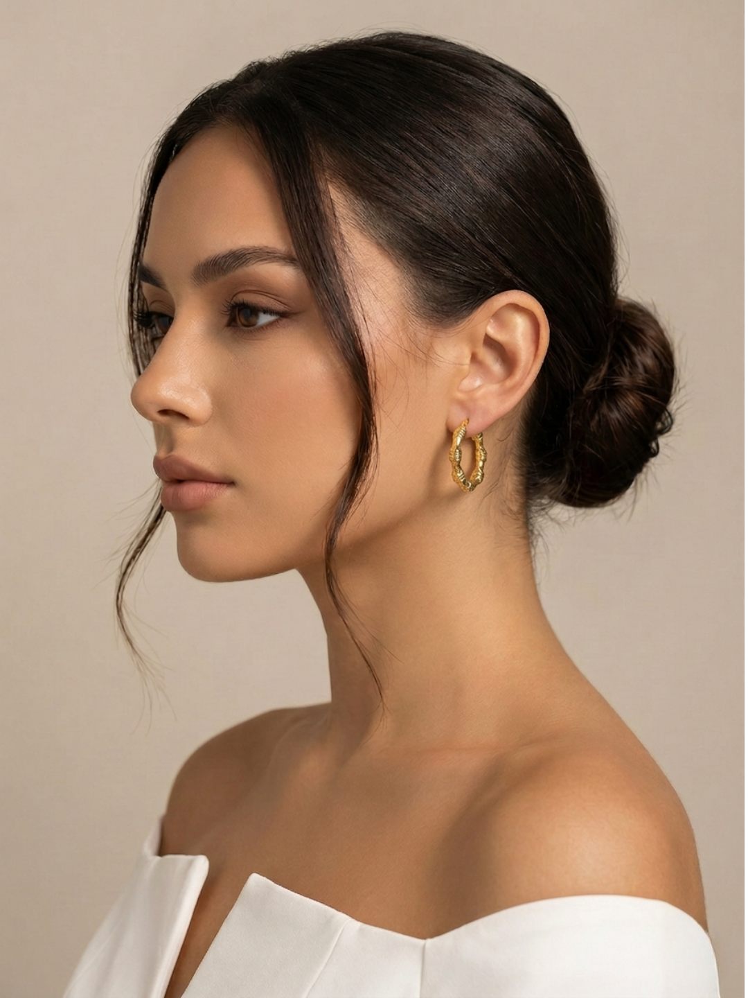Gold Plated Bamboo Hoop Earrings