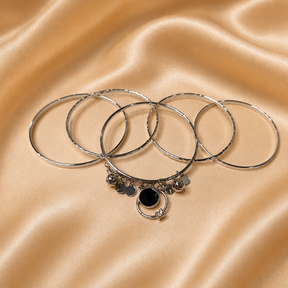 Silver Charm Stack Bangle