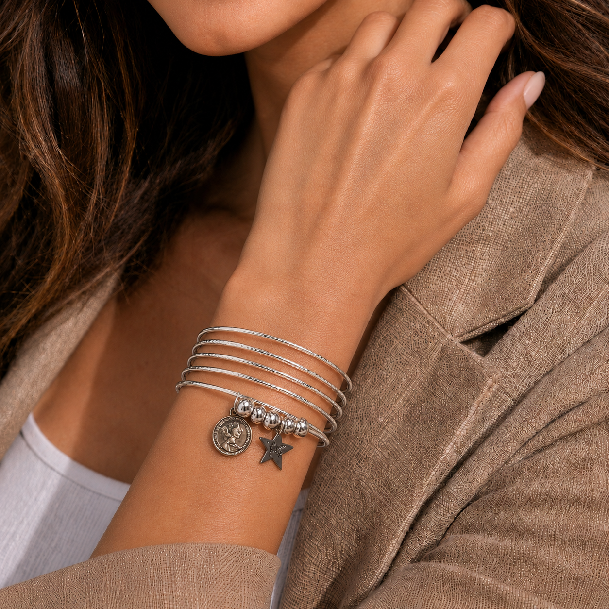 Star & Coin Charm Bangle Set