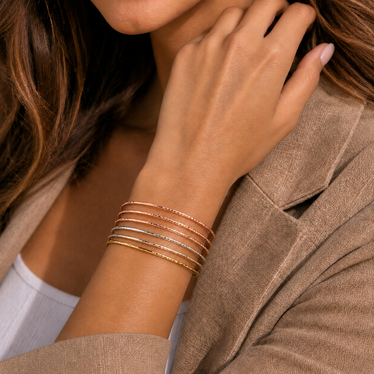 Triple Tone Bangle Set