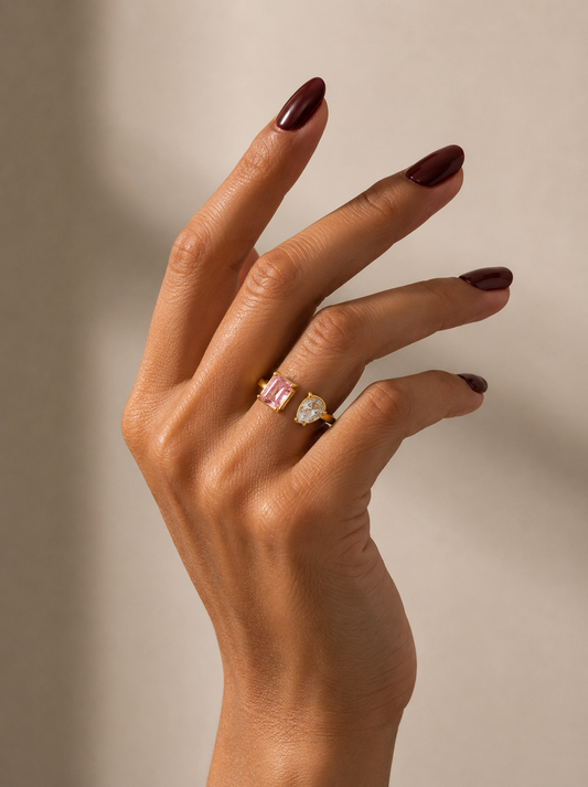 Gold Plated Blush Duo Crystal Ring