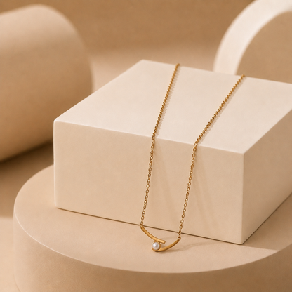 Golden Pearl Bar Necklace