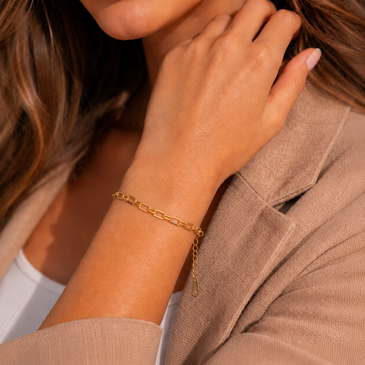 Gold Plated Paperclip Chain Bracelet