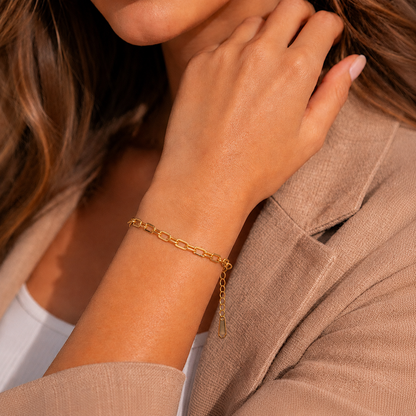Gold Plated Paperclip Chain Bracelet