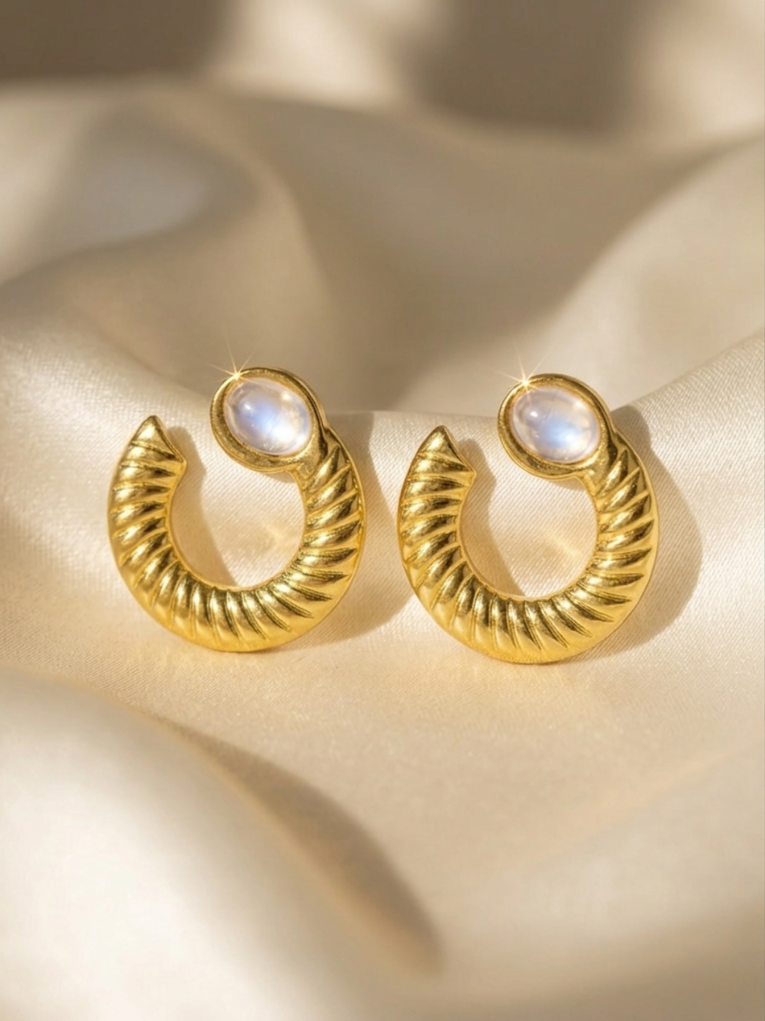 Gold Plated Crescent Hoop Earrings