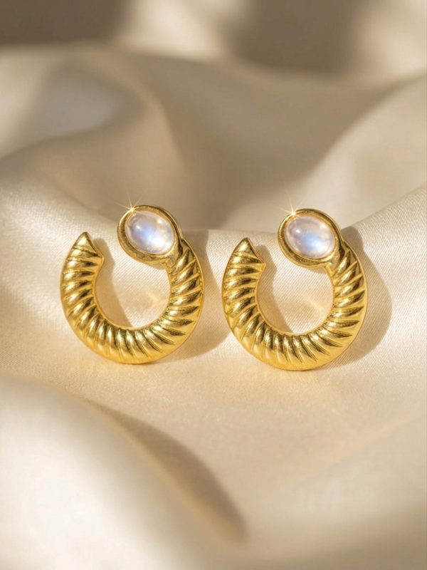 Gold Plated Crescent Hoop Earrings