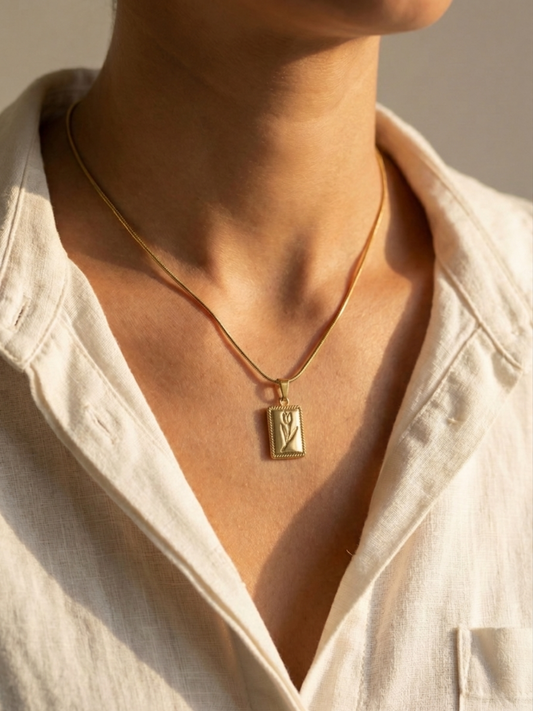 Golden rose frame pendant