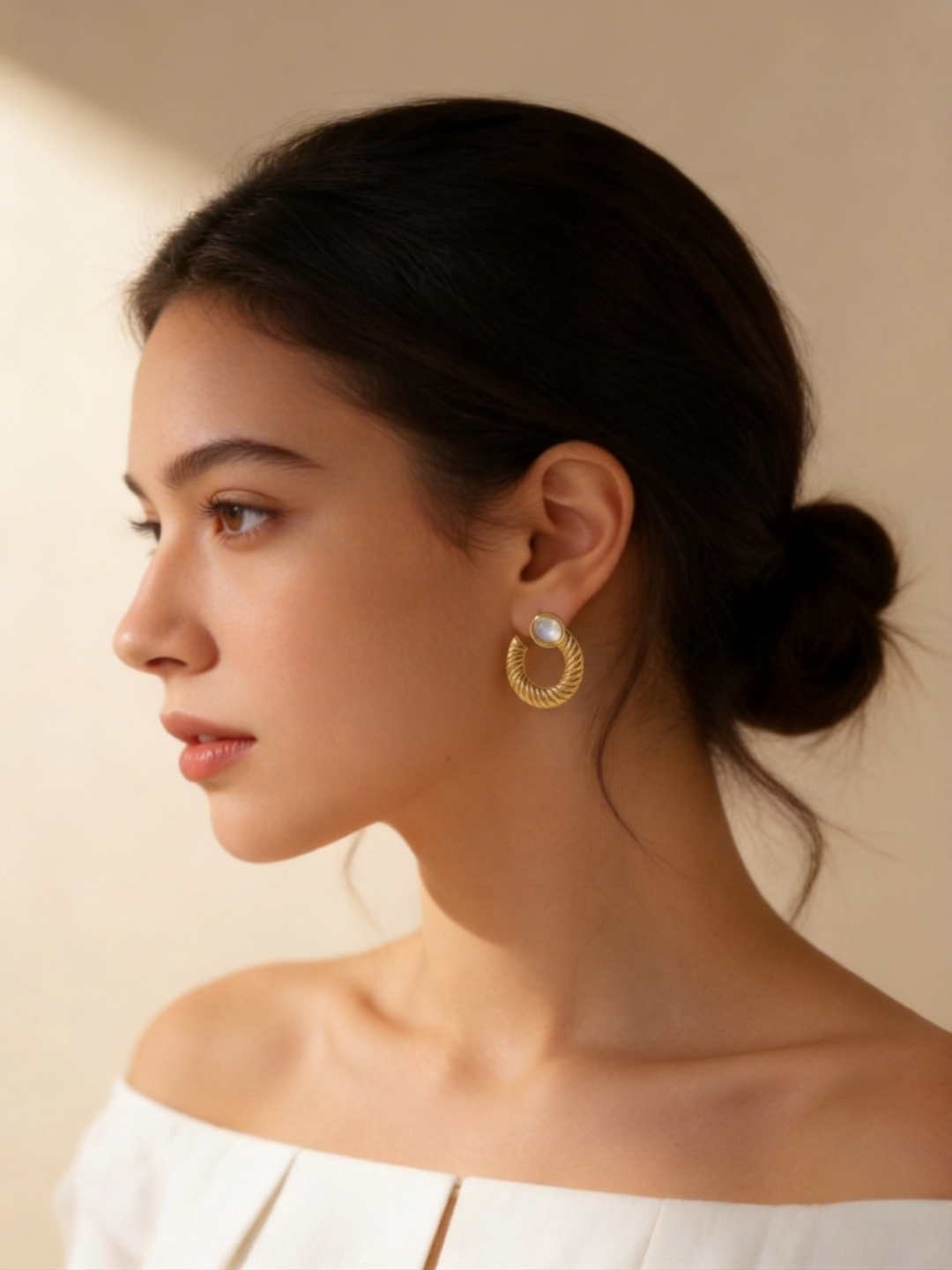 Gold Plated Crescent Hoop Earrings