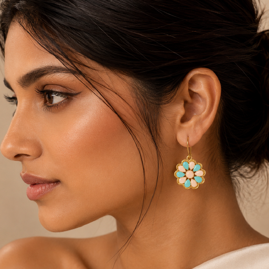 Gold Plated Pastel Daisy Earrings