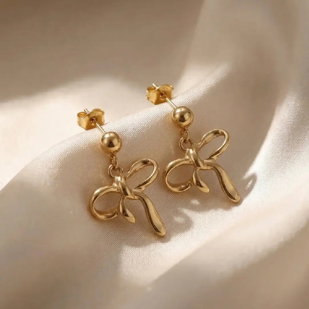 Golden Ribbon Drops Earrings