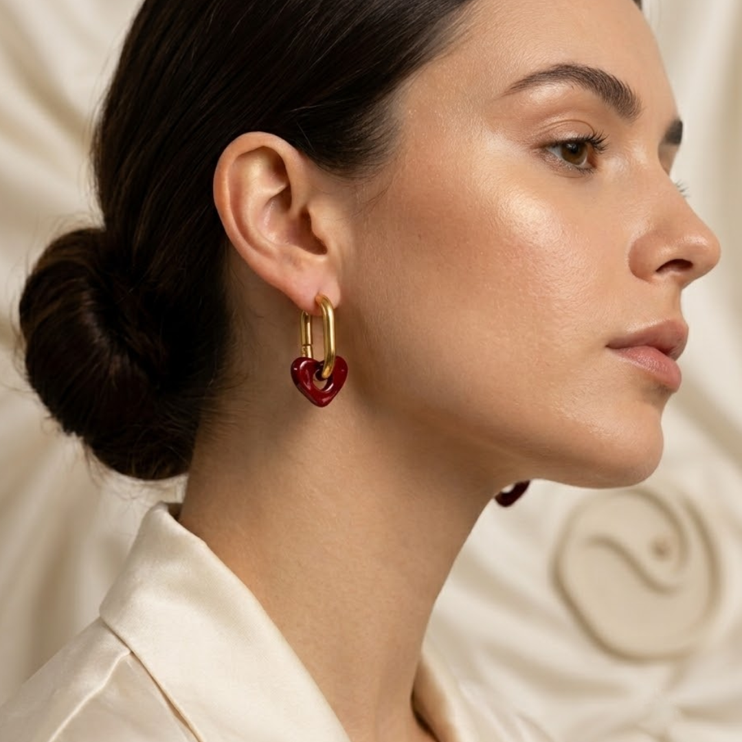 Cherry Heart Hoops Earrings