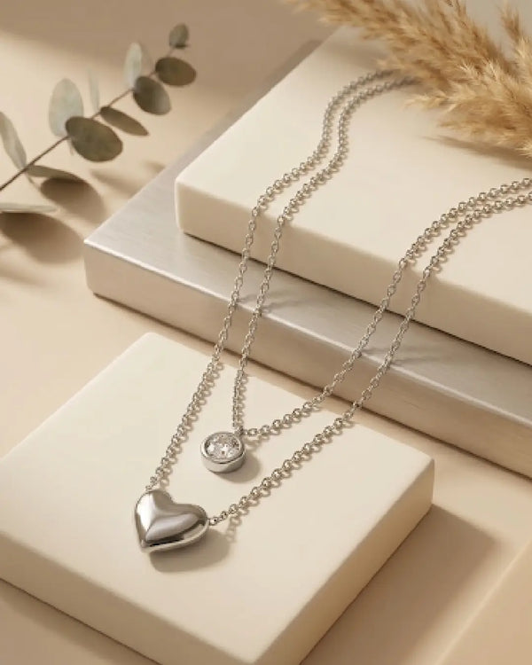 Layered Heart & Eclipse Necklace
