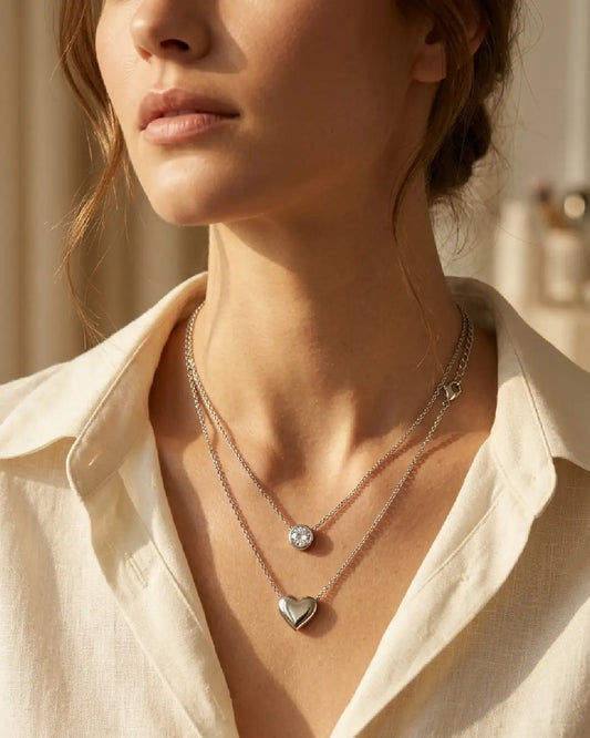Layered Heart & Eclipse Necklace