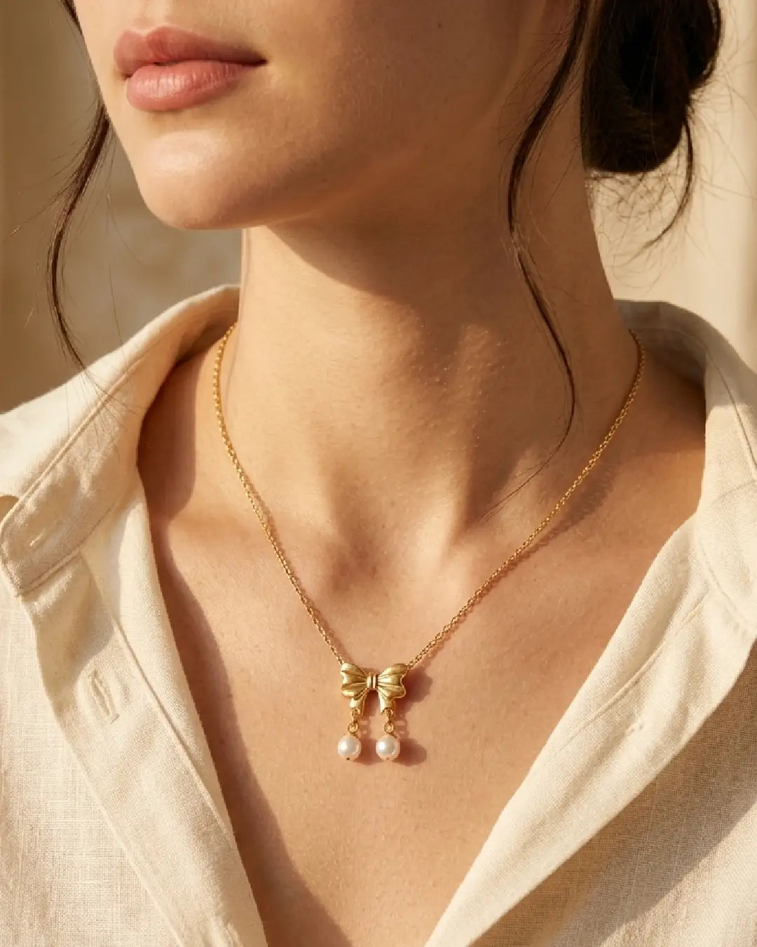 Pearl Bow Necklace