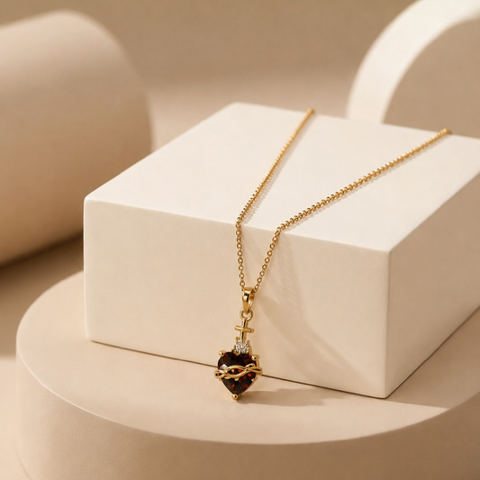 Crimson Heart Charm Necklace
