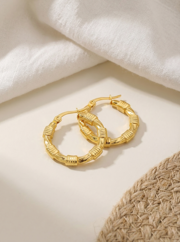 Gold Plated Bamboo Hoop Earrings