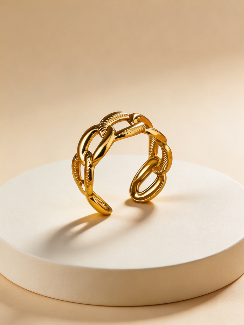 Gold Plated Chain Link Open Ring