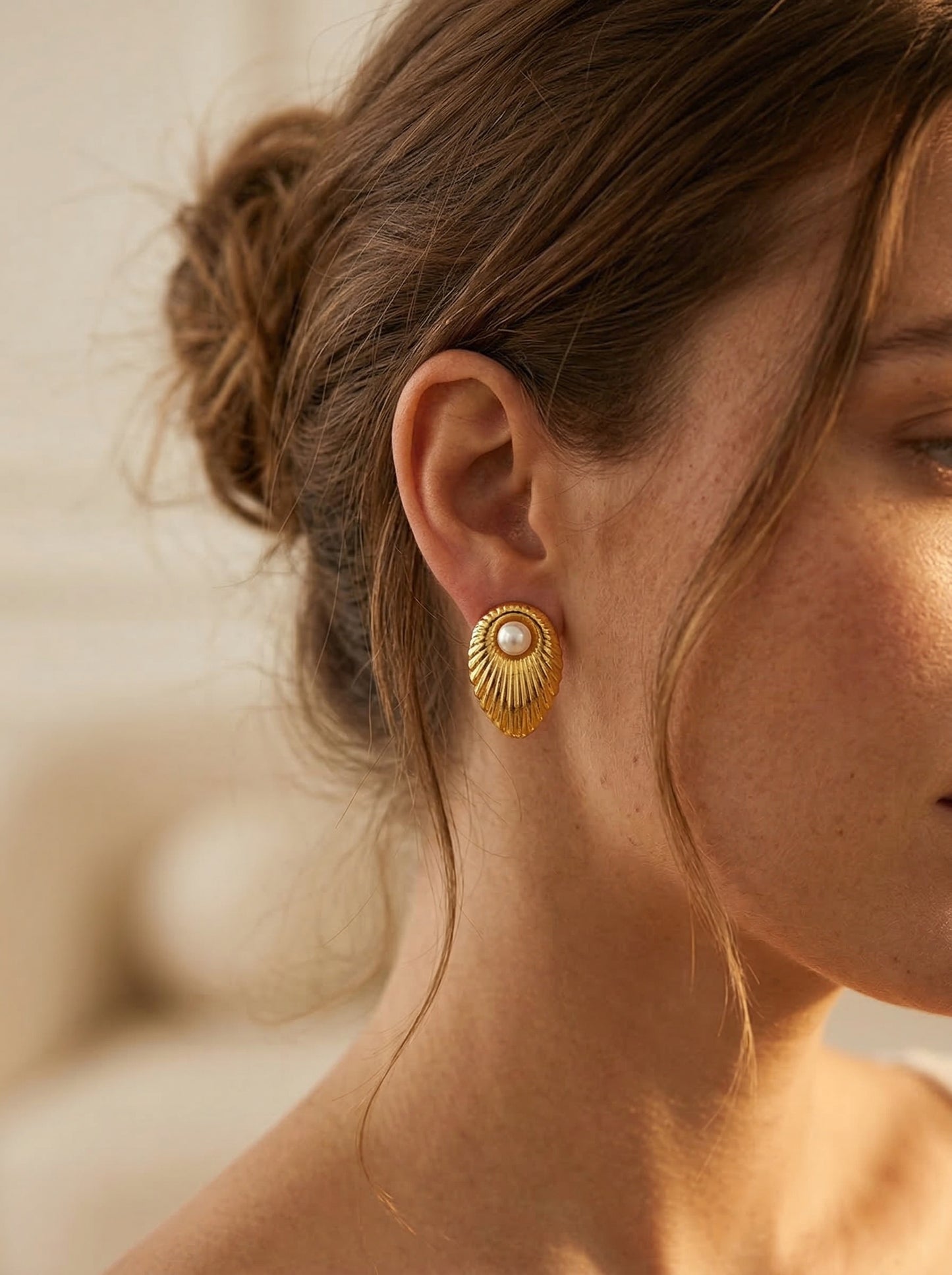 Golden Halo Pearl Earrings