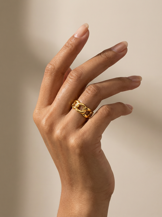 Gold Plated Chain Link Open Ring