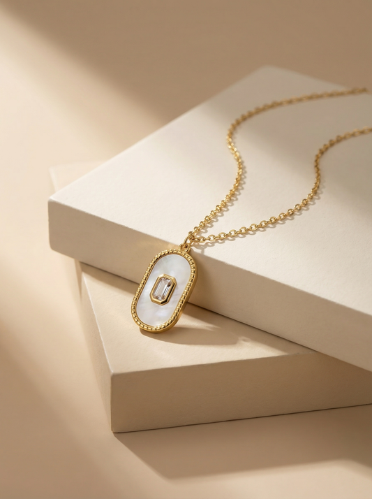 Gold plated crystal frame pendant