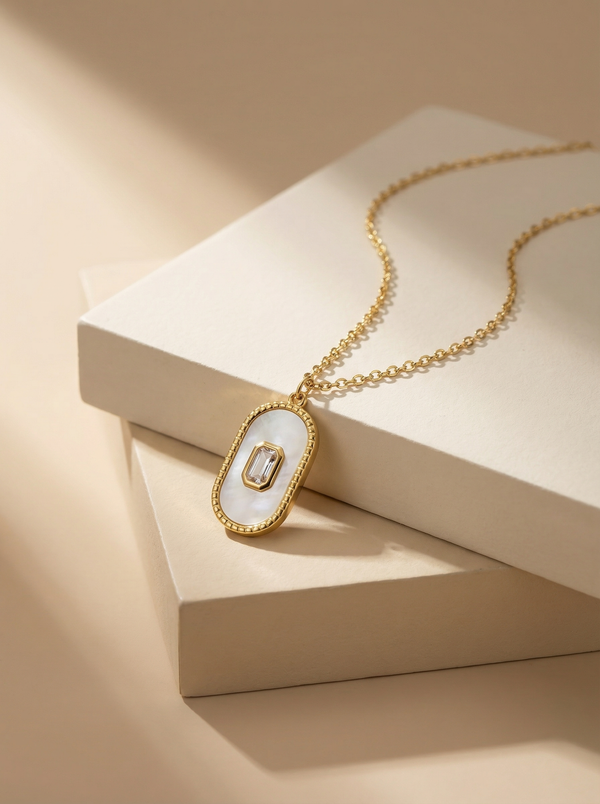 Gold plated crystal frame pendant