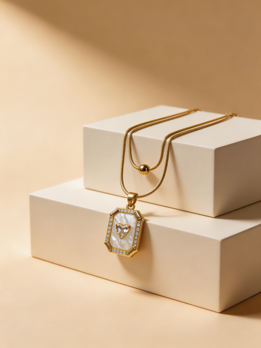 Gold plated crystal heart pendant