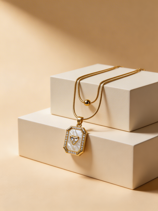 Gold plated crystal heart pendant