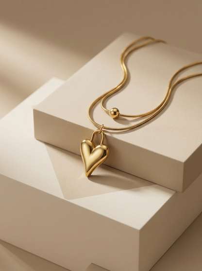 Gold plated layered heart pendant