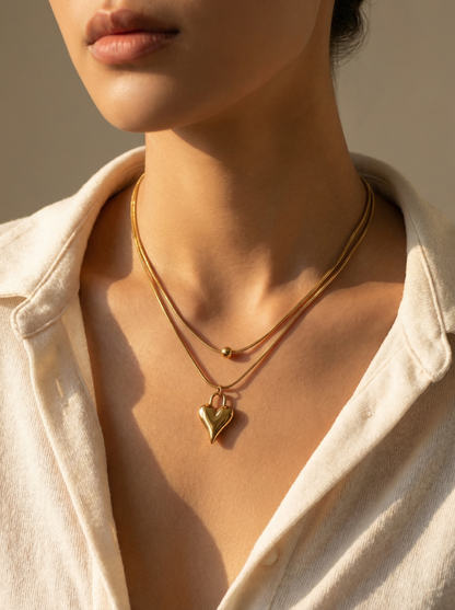 Gold plated layered heart pendant