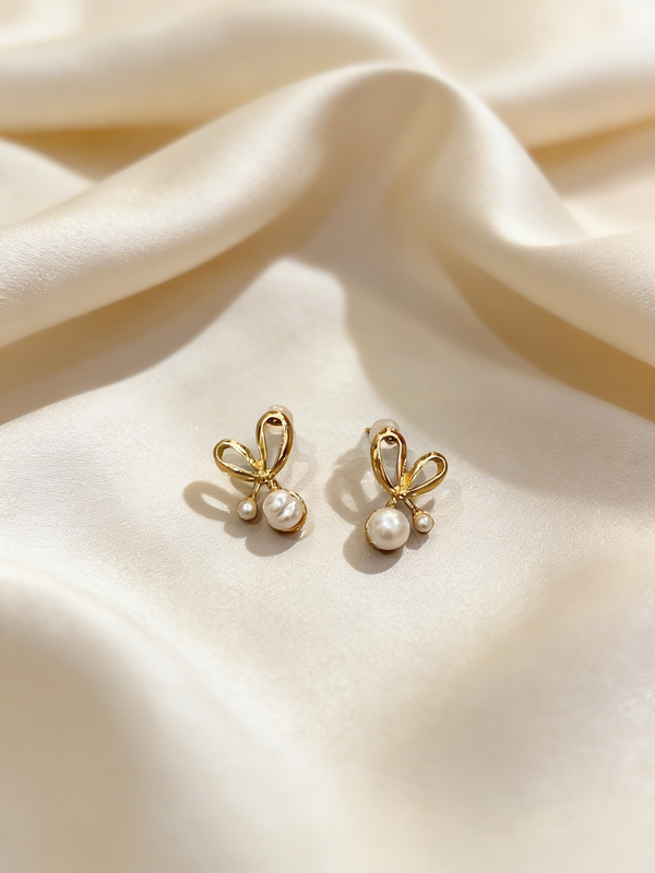 Butterfly pearl studs