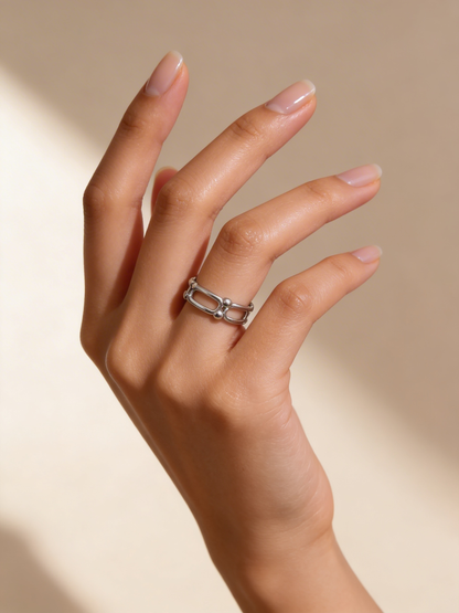 Silver Plated Link Ring